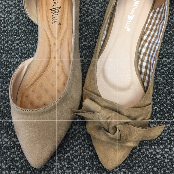Nature Breeze Taupe Faux Suede Pointed Toe Flat 10 - Picture 6 of 7
